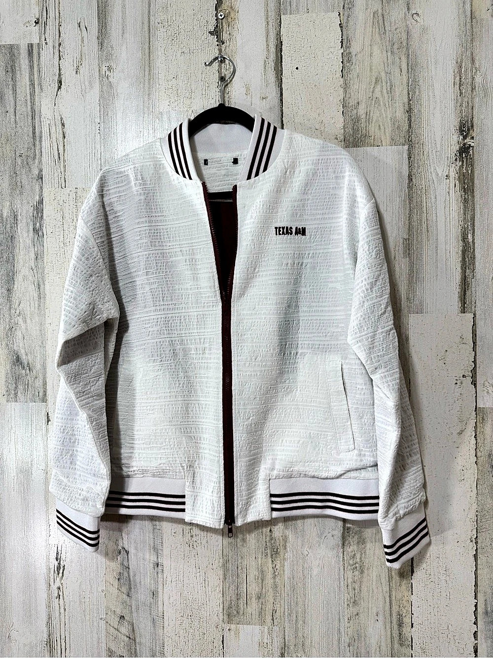 Texas A&M Varsity Jacket in White & Burgundy Like New